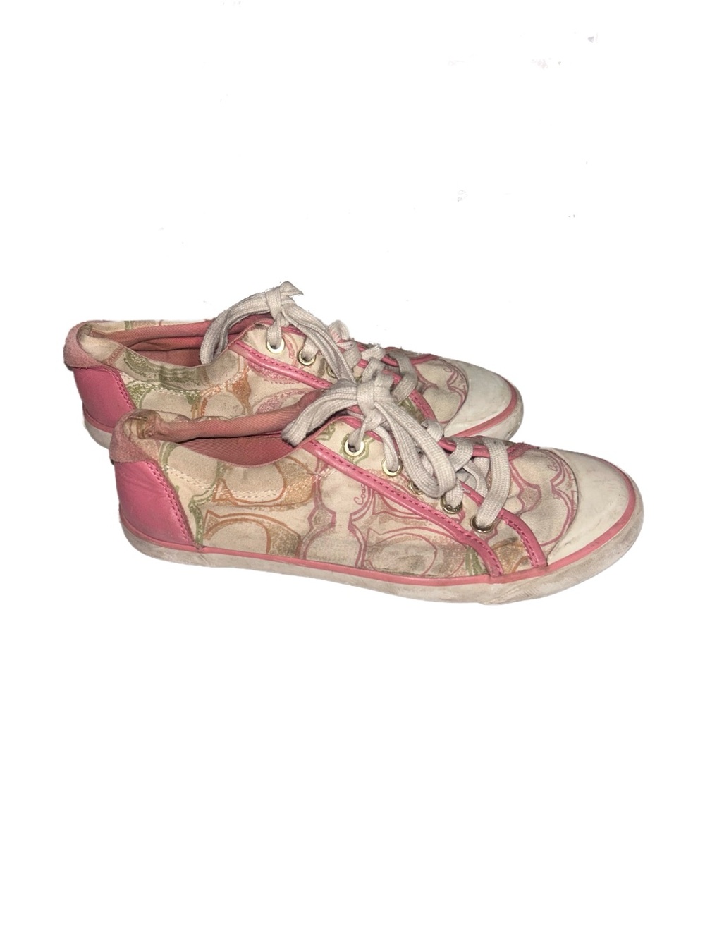 COACH Women's Pink Patterned Low-Top Lace-Up Sneakers